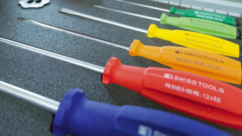 PB Swiss Tools Precision Screwdriver Set - 2.5mm Blade, 50mm Shaft, Swiss Grip Handle, 5.6 Inch Total