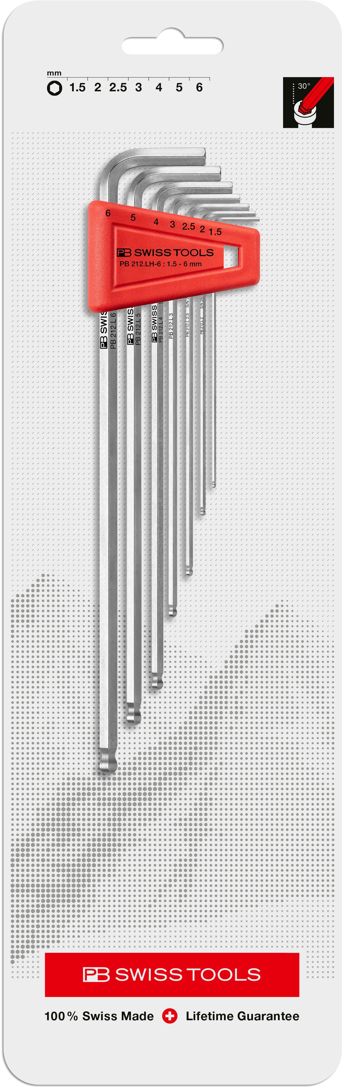 Hex Key Set PB 212 LH CN with Ball Point by PB Swiss Tools USA