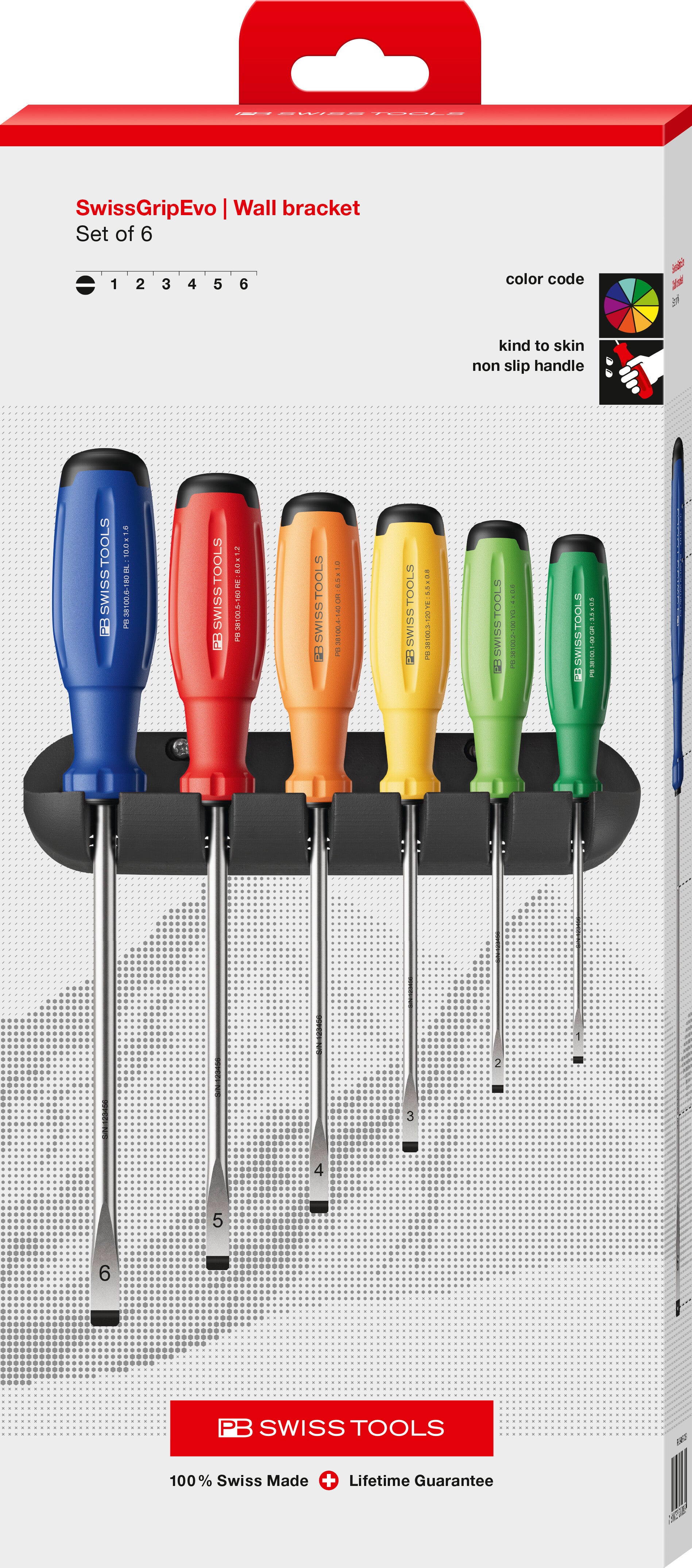 Slotted SwissGrip Evo Screwdriver Set RainBow - PB 38240.H RB CBB