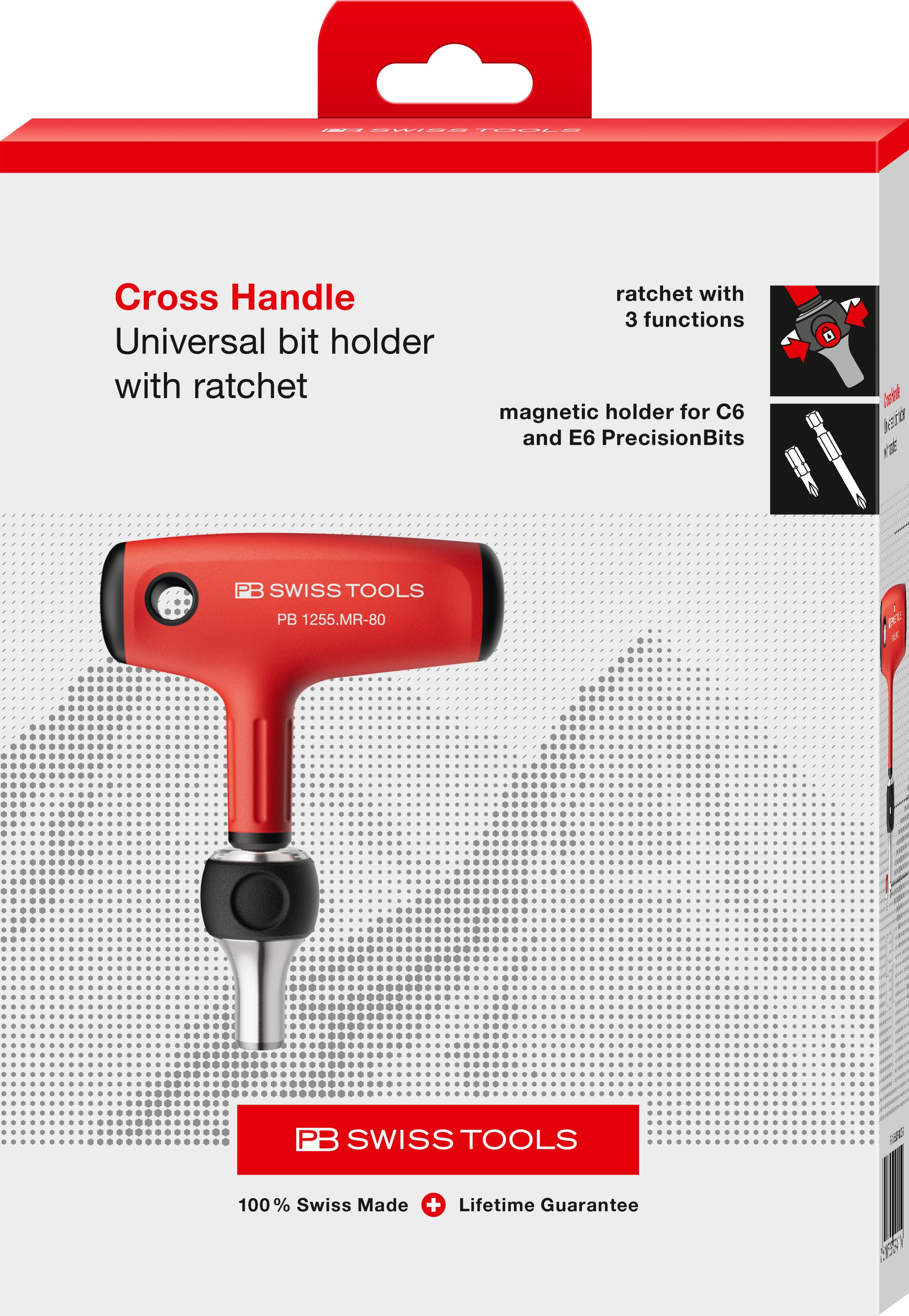 Ratchet T-Handle Bit Holder PB 1255 MR 80 CBB by PB Swiss Tools USA