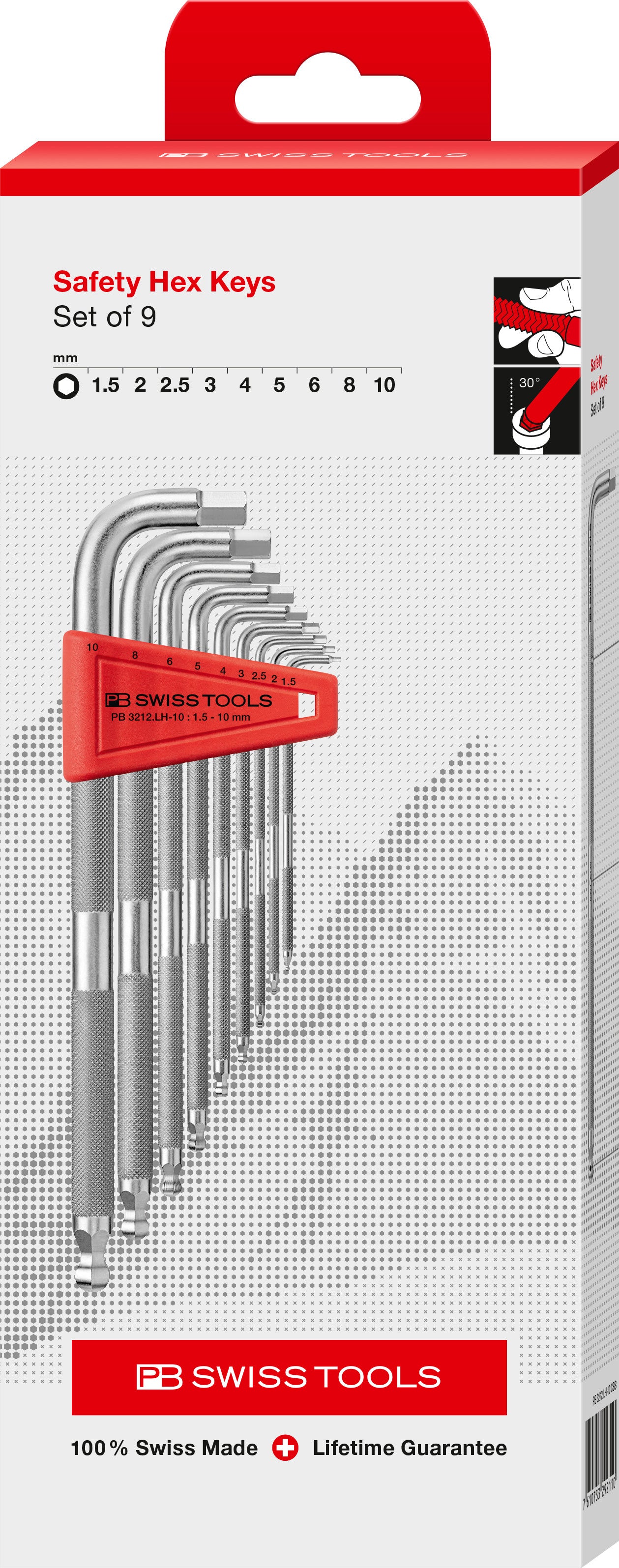 Safety Hex Key L-Wrench Set PB 3212.LH-10 CBB by PB Swiss Tools USA