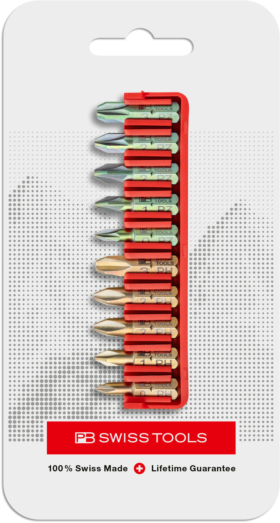 PB Swiss Tools Phillips & Pozidriv Bit Block Set - 10-Piece Precision Bits, Swiss Made