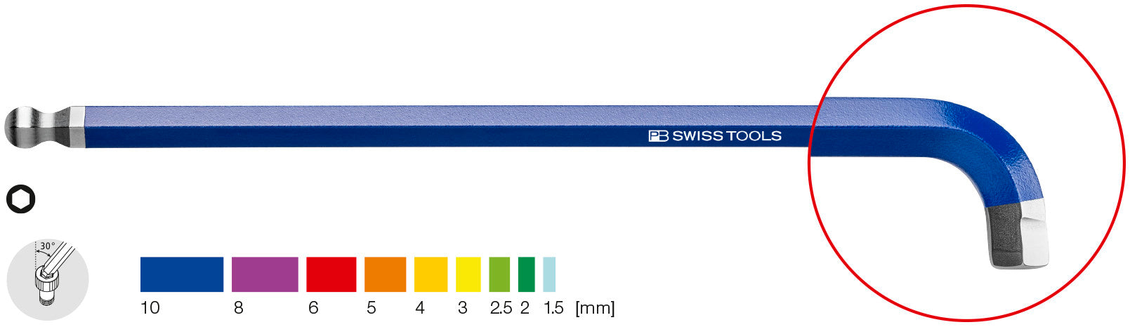 RainBow Hex Key Set PB 2222 LH 10 RB CN by PB Swiss Tools USA